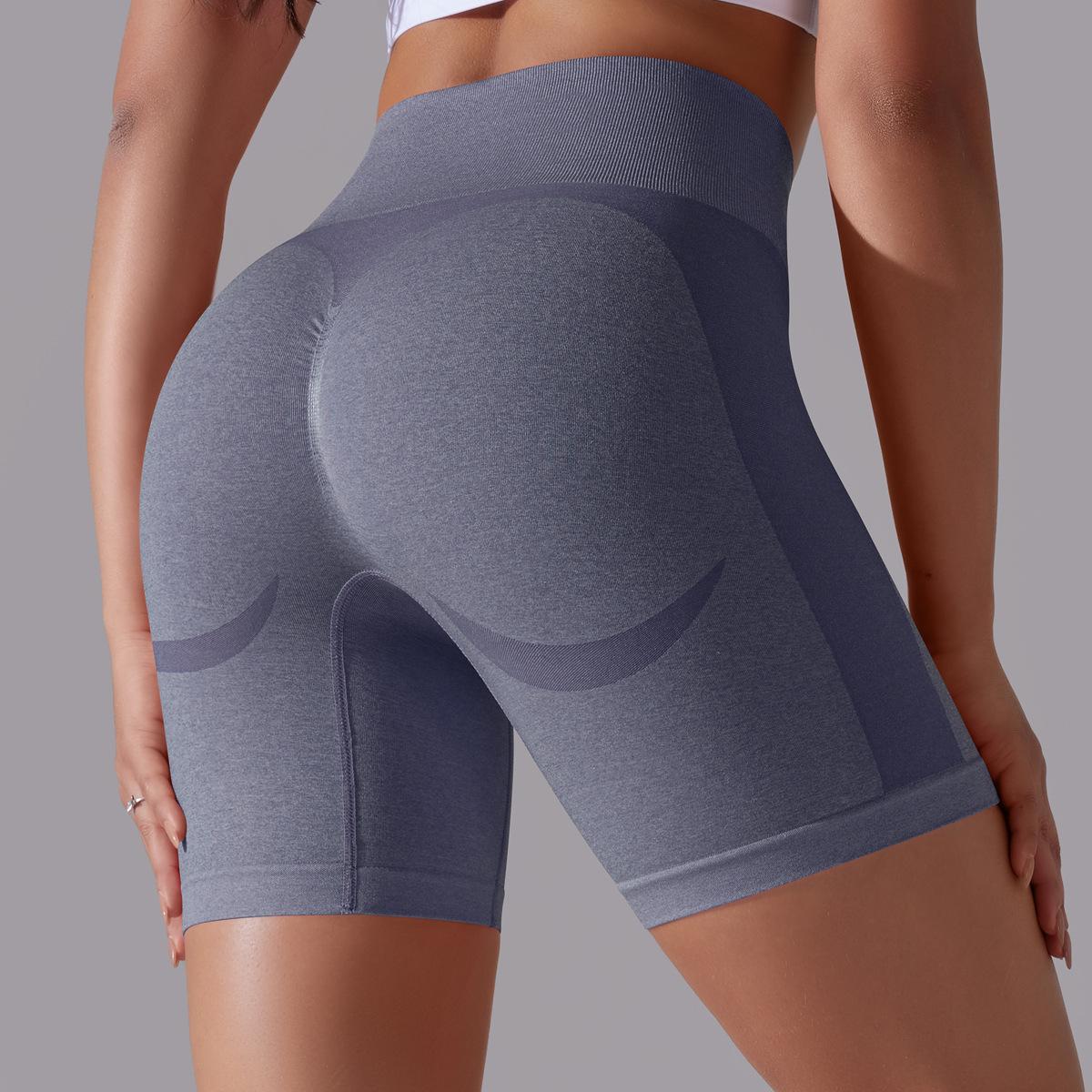 

European and American knitted high-waisted peach small crescent moon tight breathable yoga shorts running fitness three-point pants S