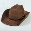 Popolare cappello western da cowboy in camoscio stile europeo e americano per uomo e donna, semplice e alla moda, a tesa larga, cappello jazz