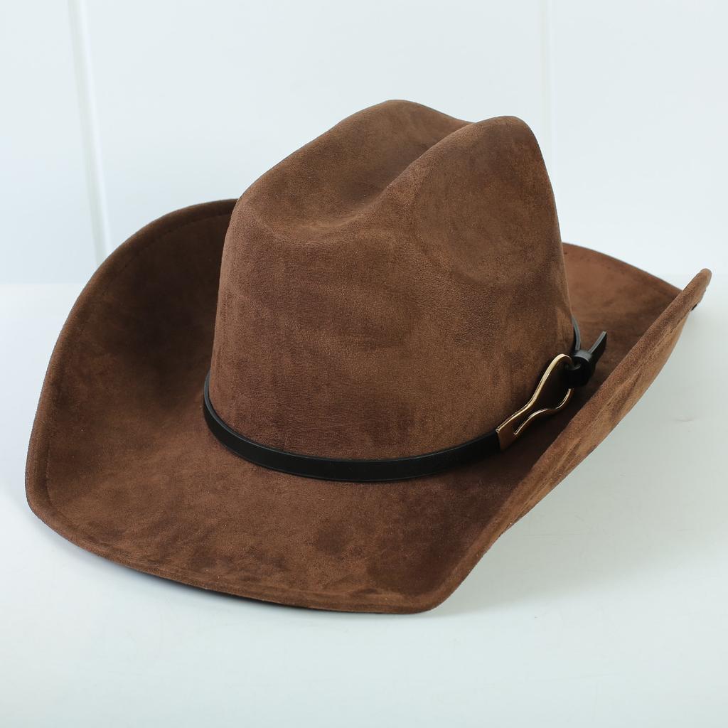 Popolare cappello western da cowboy in camoscio stile europeo e americano per uomo e donna, semplice e alla moda, a tesa larga, cappello jazz