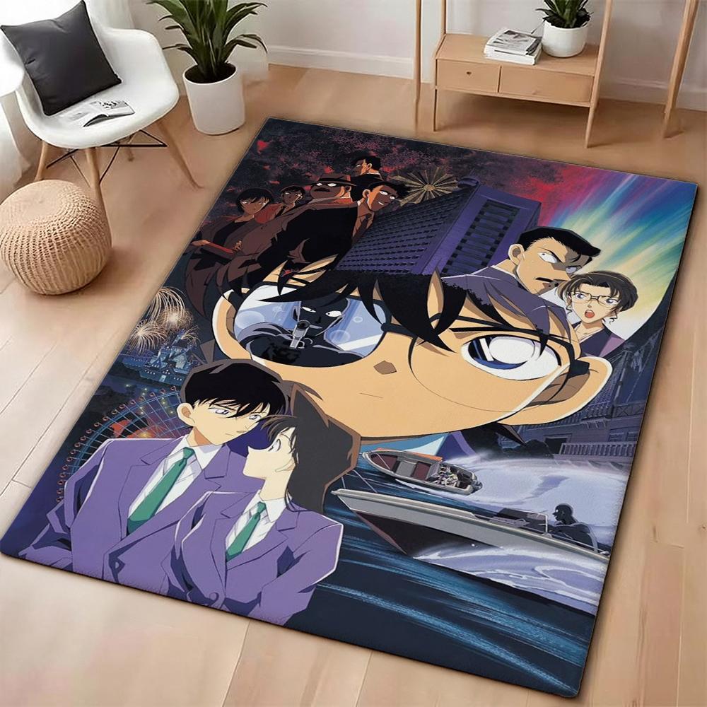 Detective Conan Mystery Adventure Theme Rug Absorbent Nonslip Carpet For Living Room Coffee Table Home Party Decor Gift For Friends