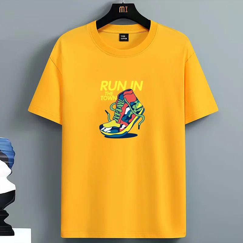 

Mens printed Tshirt 100 cotton shortsleeved simple and fashionable loose street trend pattern highquality Tshirt 3XL
