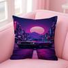 Neon Night City Landscape 80S Cyberpunk Car Cushion Cover 30X50 Polyester Sofa Cushions Throw Pillow Home Decoration Pillowcover