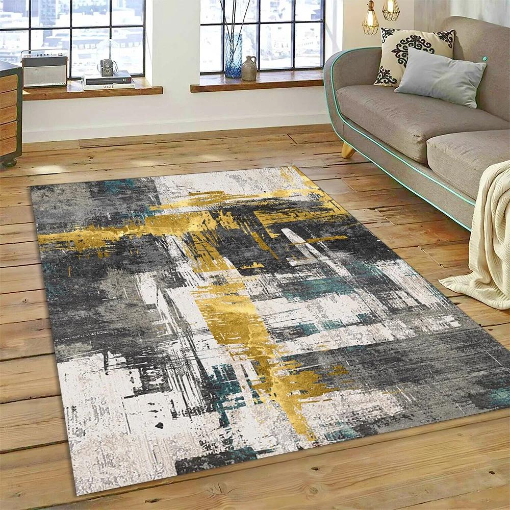 2025 New Style Bohemian Abstract Modern Art Geometry Carpet Rug for Living Room Bedroom Home Sofa Decoration,Non-slip Floor Mat