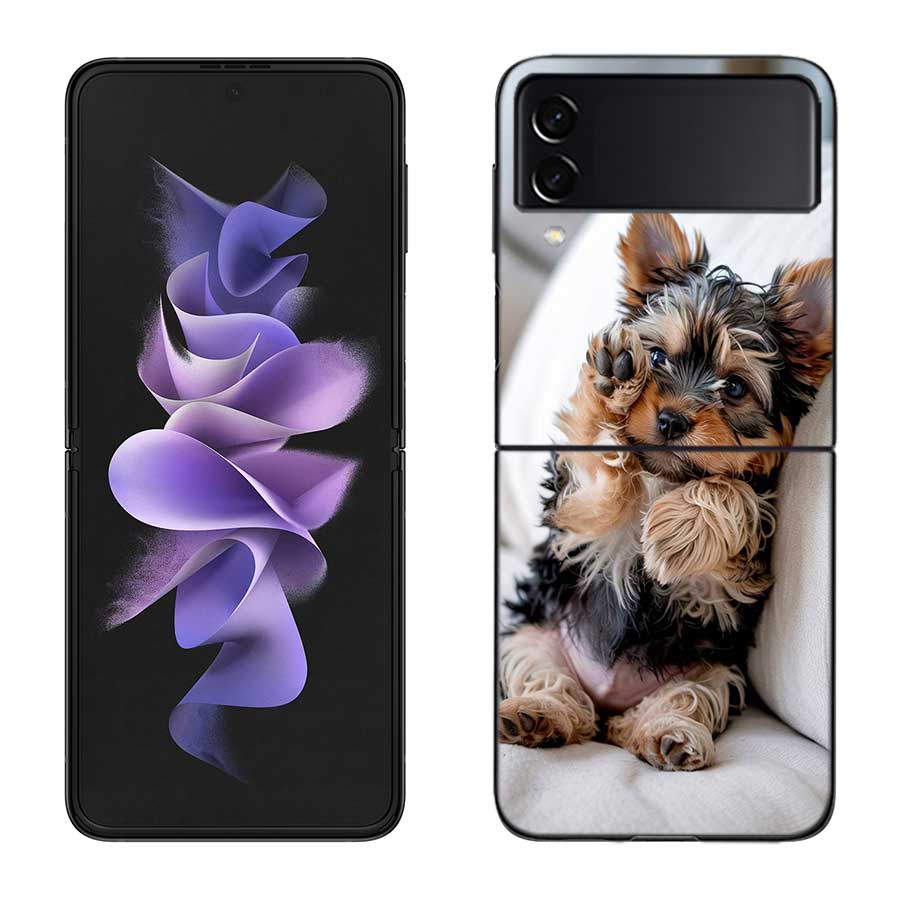 Yorkshire Terrier Dog Phone Case For Samsung Z Flip 7 6 5G Galaxy Z Flip 5 4 3 Black Hard Cell Cover Luxury PC Shell Coque