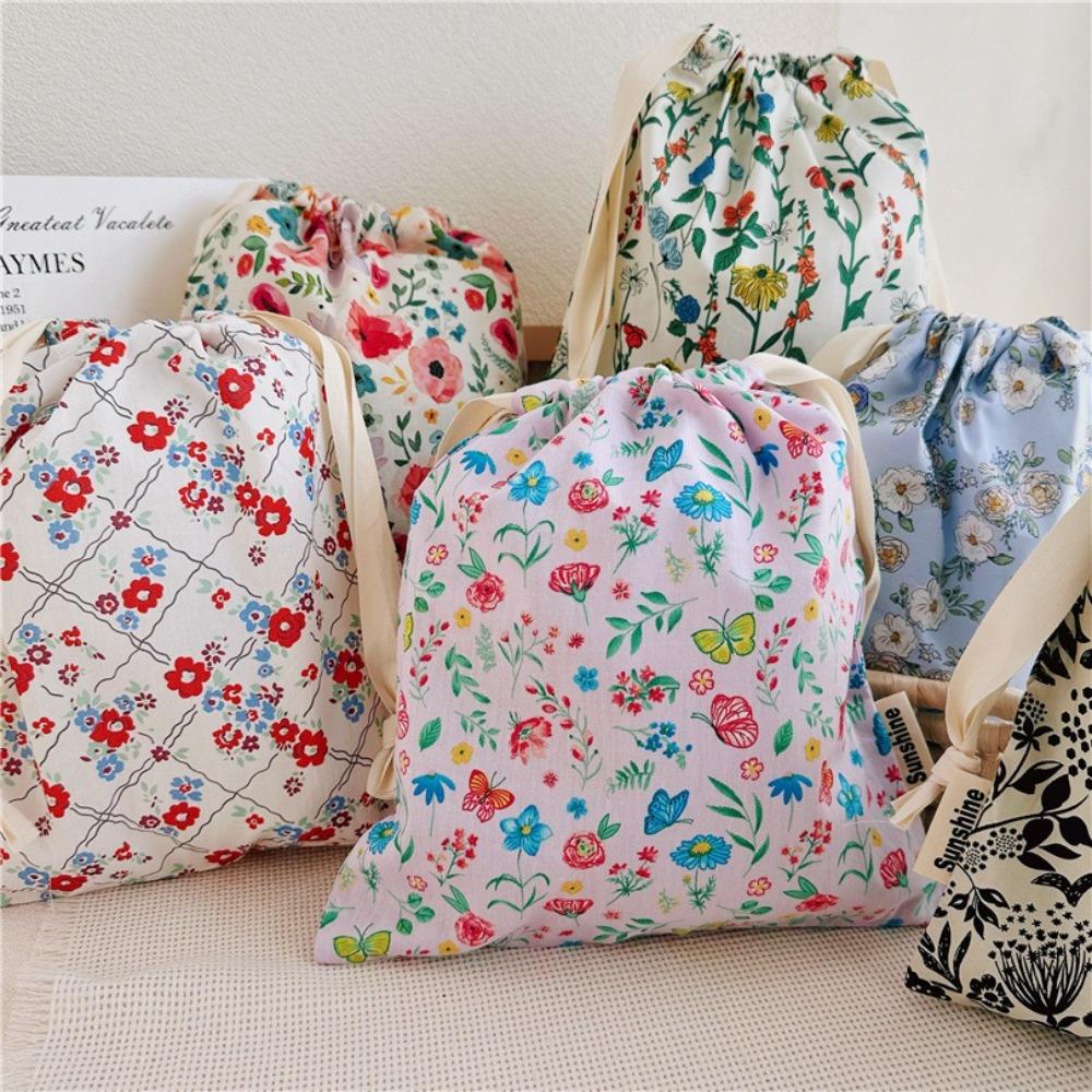 Large Capacity Travel Drawstring Bags Flower Print Underwear Storage Bags Clothes Organizer  Travel