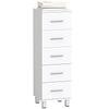 Badkamerkast Smalle Badkamerkast met 5 Lades voor Badkamer, 30 x 30 x 95 cm, Wit