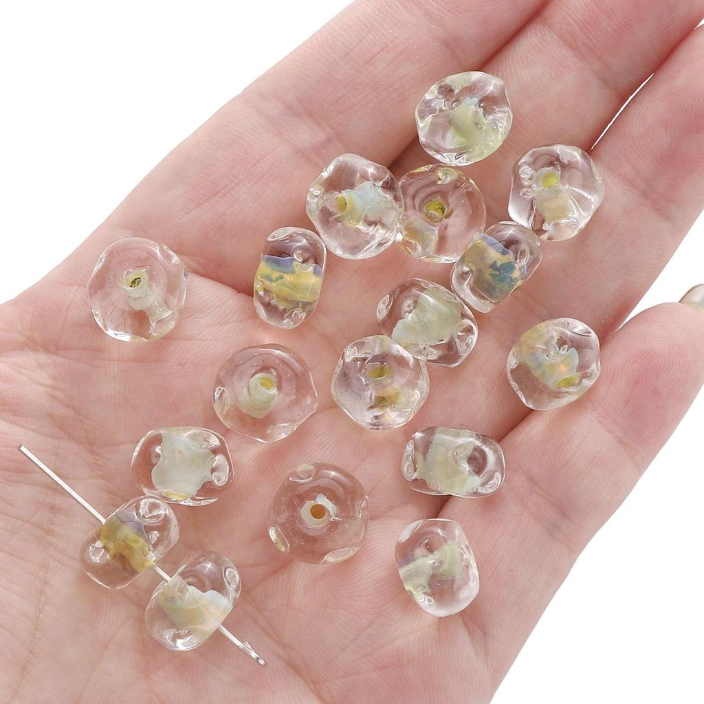 1pc [12x7mm] Water Ripple Wheel Beads Transparent Glass Wheel Beads Irregular Flat Round Beads DIY Accessories