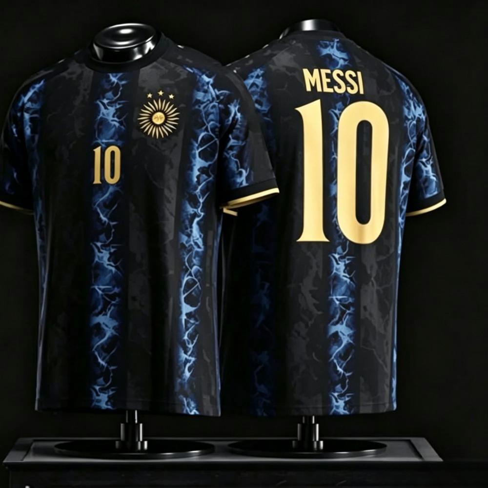 2026 Nouveau Maillot de Football Argentin Messi Décontracté Extérieur Respirant Séchage Rapide Manches Courtes T-shirt Haut d'Été
