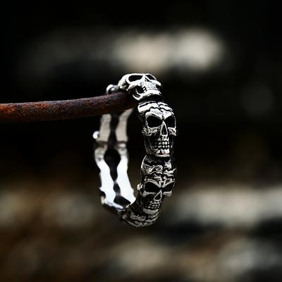 Einzigartiger Vintage 316L Edelstahl Totenkopfring für Herren Punk Mode Bunte Totenkopfringe Partner Biker Schmuck Geschenke Großhandel
