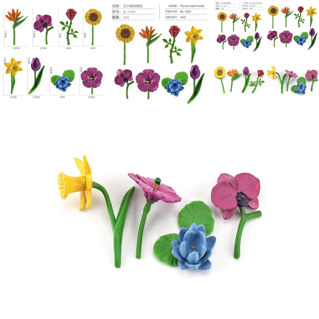 Realistic Childrens Animal Model Scene Decoration Set With Vibrant Sunflowers Daffodils And Roses