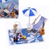 Miniature Seaside Set Doll House Scene Accessory With Wooden Lounge Chair And Sunshade For Kids Imaginative Activity