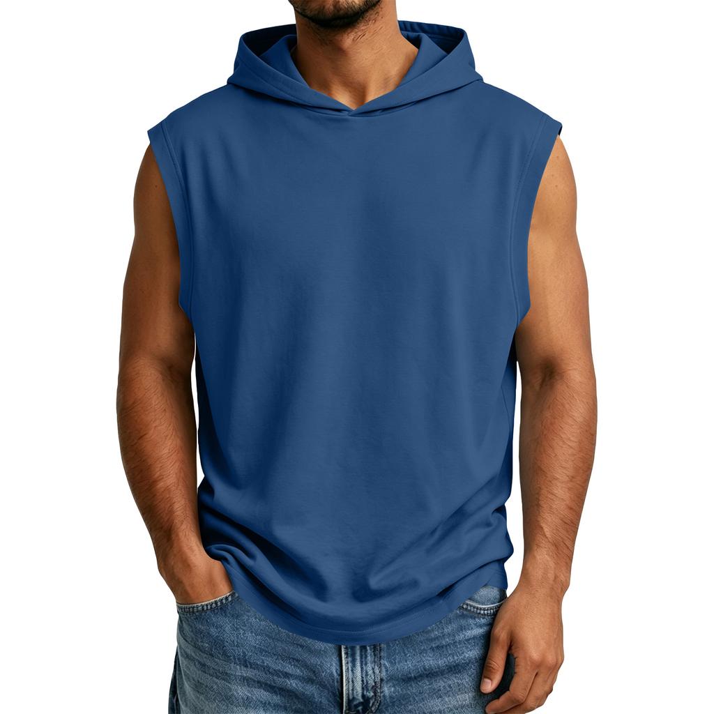 Men's Summer Sleeveless Hoodie Casual Hooded Tank Top For Gym Workout