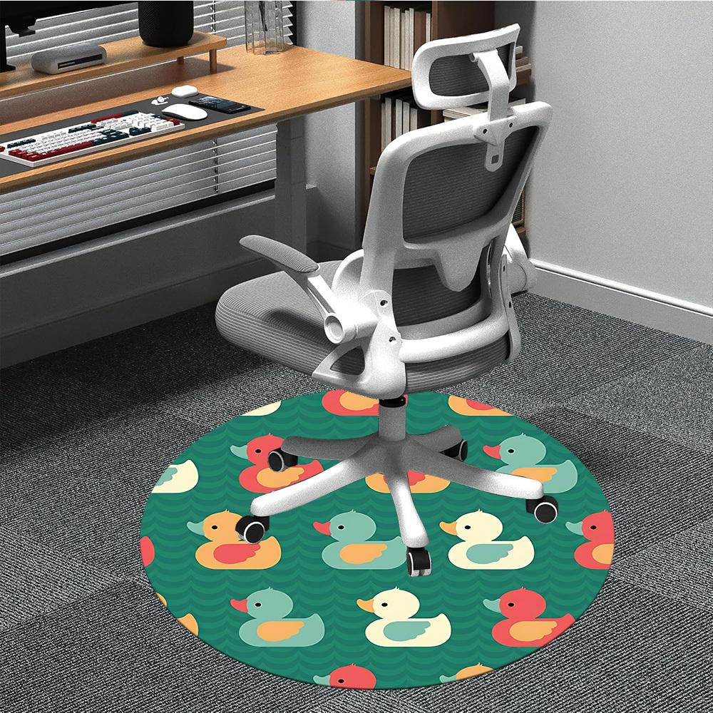 1pc Duck Pattern Office Round Rug, Carpet for Office, Gaming, Lightweight Round Floor Mat Yy260208061
