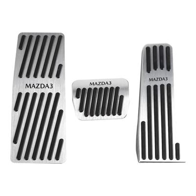 BOYOUS Aluminum Pedal Covers for Mazda3 BP Series with Rubber Fittings Custom Parts Sedan/Fastback (Accelerator, Brake, Footrest) Anti-Slip - Dress-Up