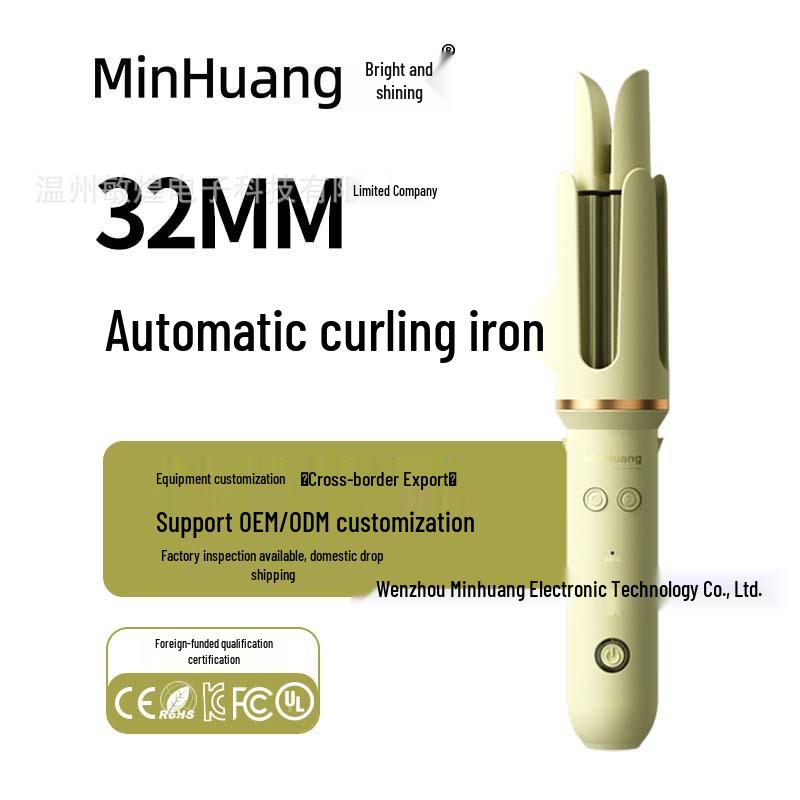 Min Huang 32mm Auto Rotating Curling Iron with Hair-Friendly Grooves for Long-Lasting Big Waves
