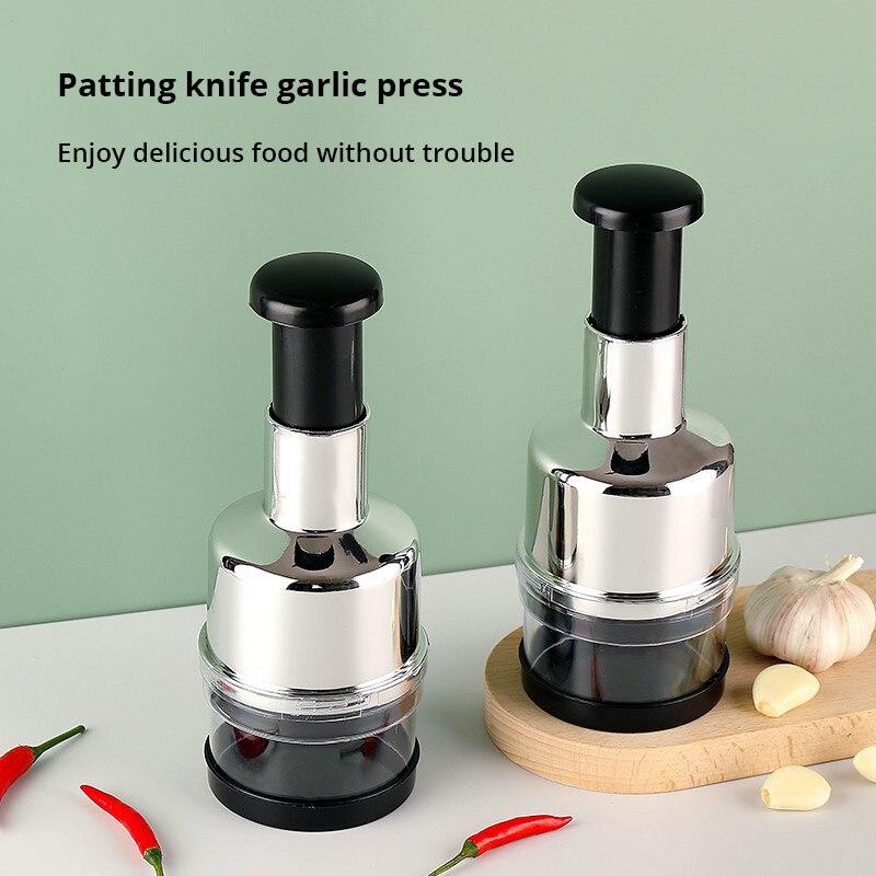 Manual Food Chopper, Stainless Steel Sharp Cutter Blades Handheld Chopper Slicer Dicer Mixer Press Chopper Mincer for Vegetables