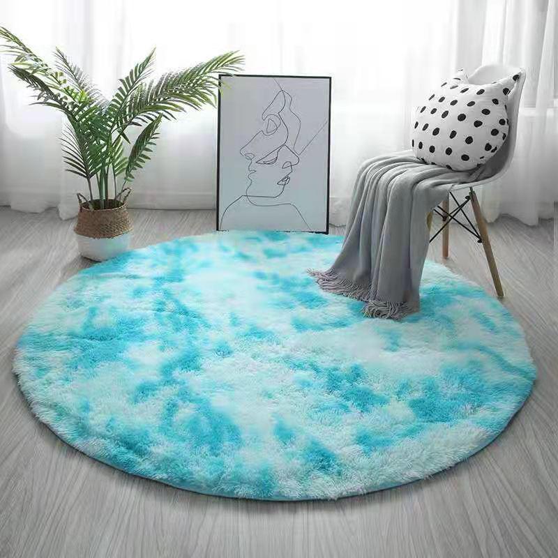 Nordic Round Tie-Dye Silk Wool Rug: