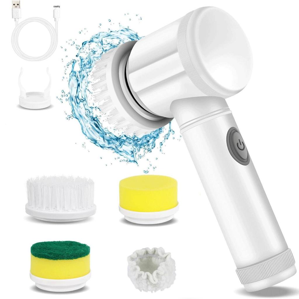 Gray Electric Cleaning Brush for Kitchen, Bathroom, and Shoe Cleaning