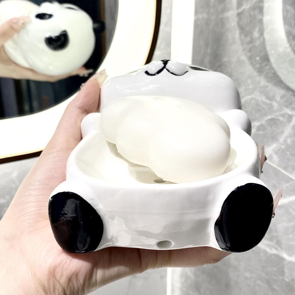 Creative Panda Drain Soap Box with No Water Accumulation Soap Box Standing No Punching Bathroom Toilet Soap Dish Home Use