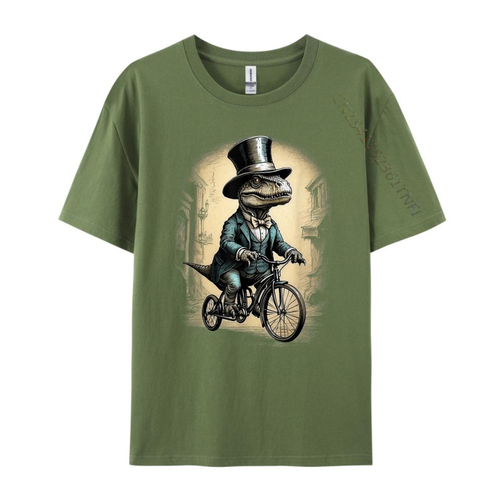 Vintage Dinosaur Trex Riding Bike Funny Dino Lover Sports T Shirt Men Men Long Sleeve Tee Mothers Day