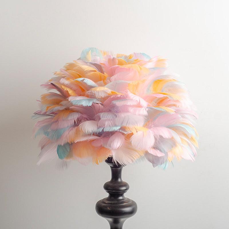 European Style Feather Lampshade Luxury Cloth Art Bedroom  Bedside Desk Lamp Cover Nordic Hotel Home Decor Feather Light Cover