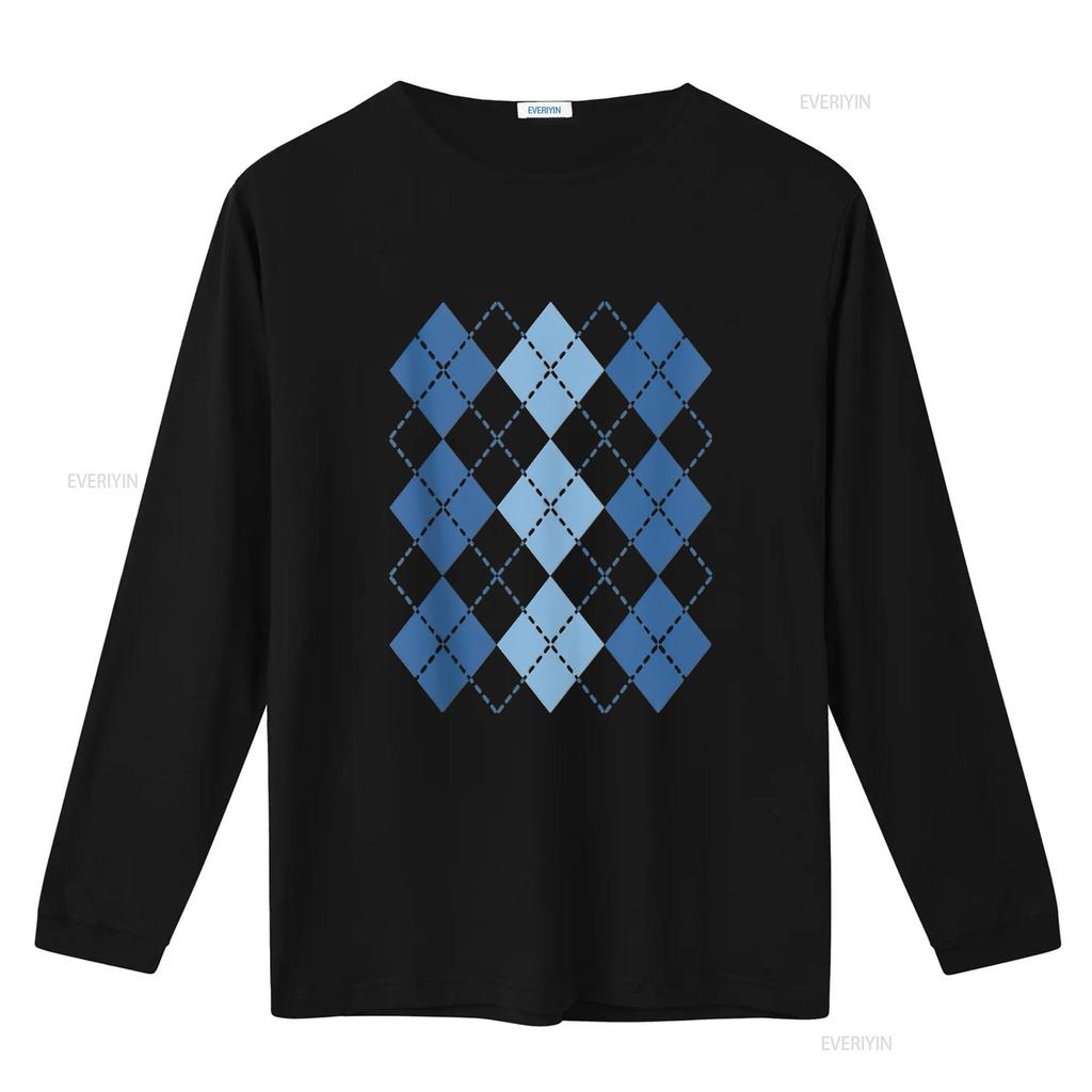 Mens Preppy Plaid Argyle Stylish Fun Faux Sweater Design T Shirt White 3X Large vintage Washed Unisex Casual streetwear homme