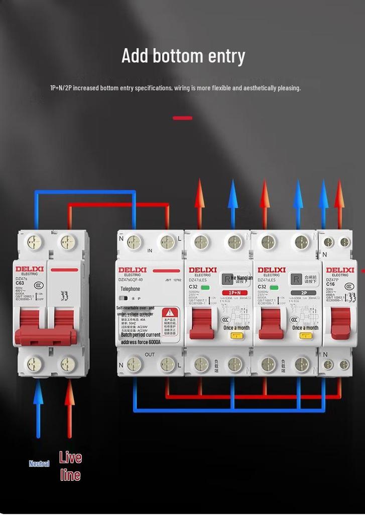 Delixi Smart Miniature Household Air Switch with Earth Leakage Protection