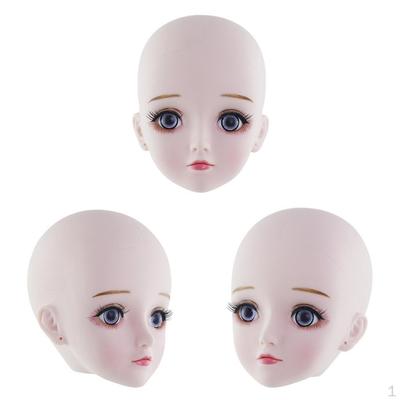 3Pcs 1/ Makeup Head Sculpt for 60cm Dolls Kits with -Colored Skin
