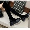 Black Suede Over-knee Boots, Long Boots for Women, New Thick-heeled Long Boots In Autumn and Winter 2025, Elastic High Boots, Thin Boots.
