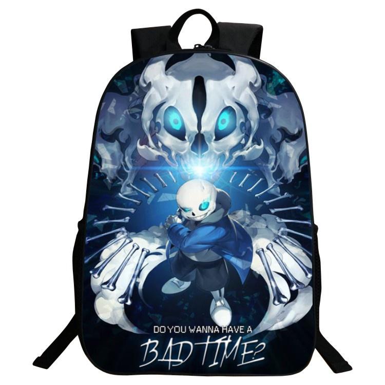 Undertale Sans 16 Inch Children Backpack With Durable Polyester Material And Adjustable Padded Shoulder Straps
