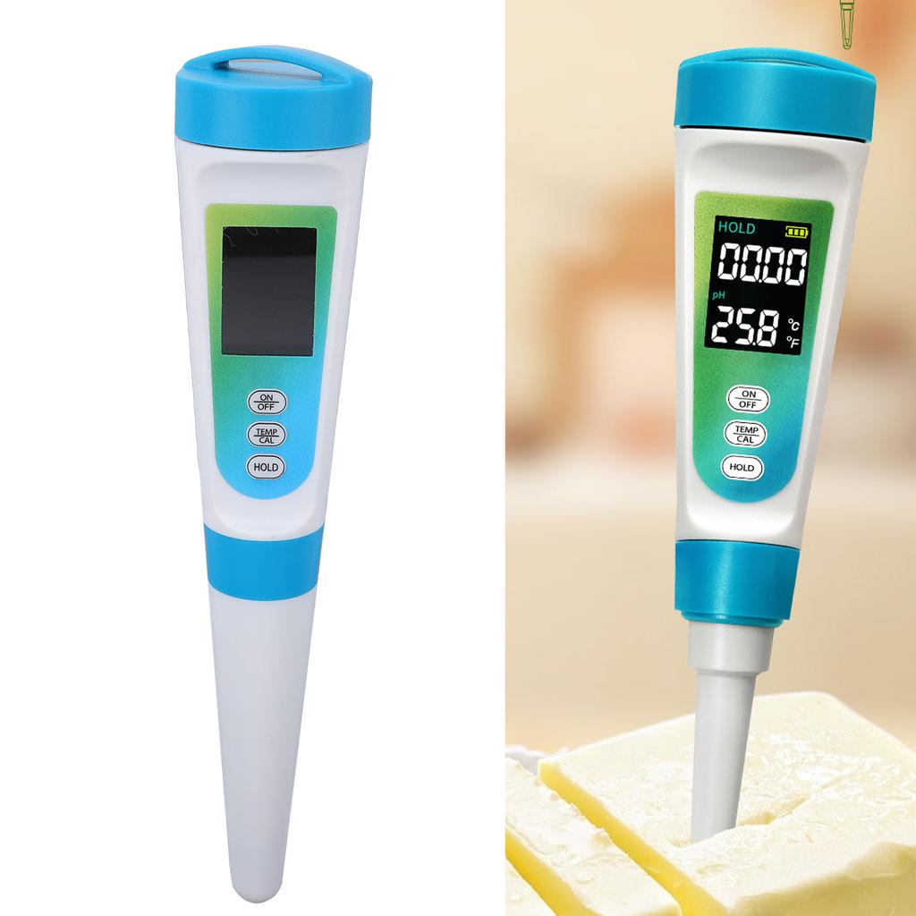 PH Tester High Accuracy 0 To 14 PH Measurement Range 2 In 1 Temperature PH Meter with ATC Function for Cheese Meat Fruit Food Dough