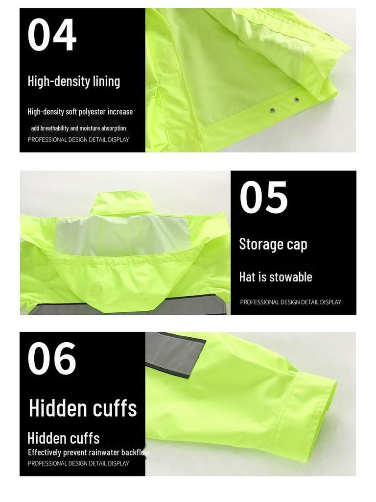 Conjunto de Capa de Chuva Refletiva para Ciclismo: Espessado para Uso em Estrada, Trânsito e Operações de Resgate - Ideal para Motocicletas e Ciclismo