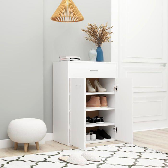 VidaXL Armoire à chaussures Blanc 60x35x84 cm Bois d'ingénierie 801071