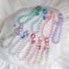 Clear Phone Lanyard Short Style Wrist Strap Love Heart Handmade Beads Bracelet Pendant Lanyard Wide Wrist Strap AntiLoss Lanyard