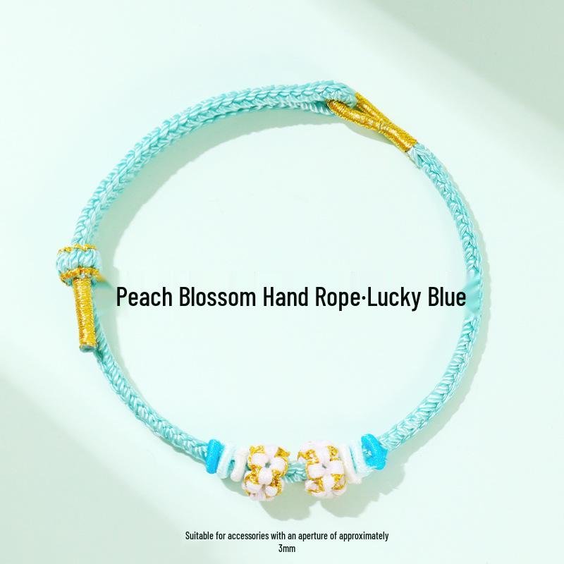 Dragon Boat Festival Peach Blossom Knot Bracelet - Five-Color DIY Beaded Rope for Couples
