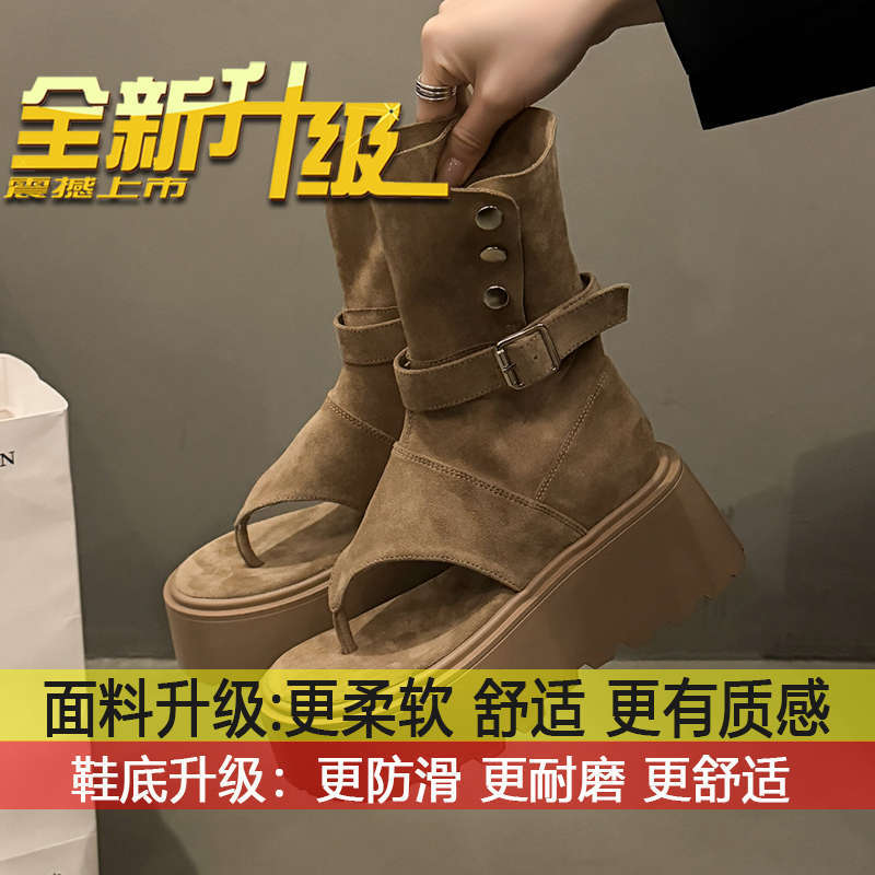 

Western cowboy stacking boots fashionable medium tube short boots children s 2025 summer new thick-soled heightening toe boots cool boots 40