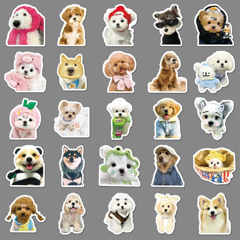 100 Waterproof Cute Puppy Emoticon Stickers: Funny, Adorable Pet Decorations for Phones.