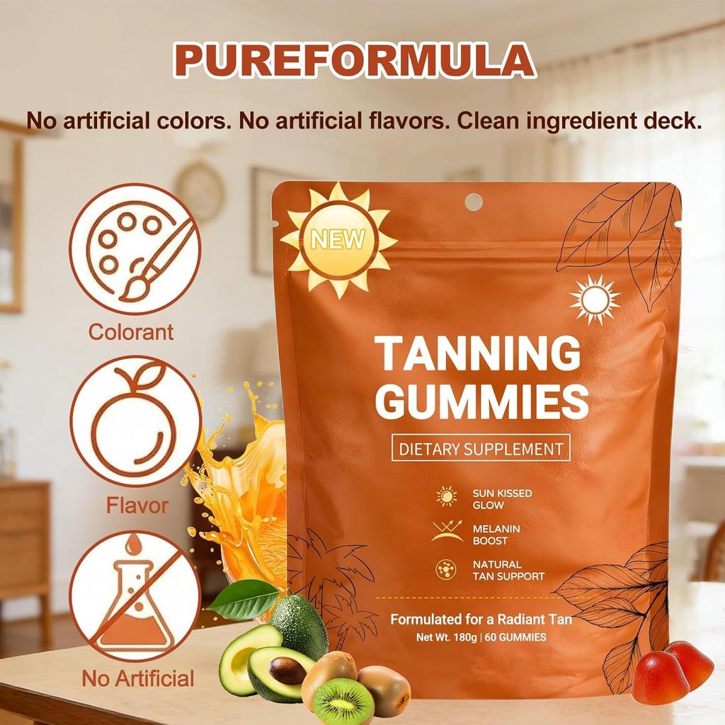 2026 Nuevas Gominolas Bronceadoras para Mujer, Resplandor e Hidratación de la Piel para un Brillo de Aspecto Natural, Bronceado