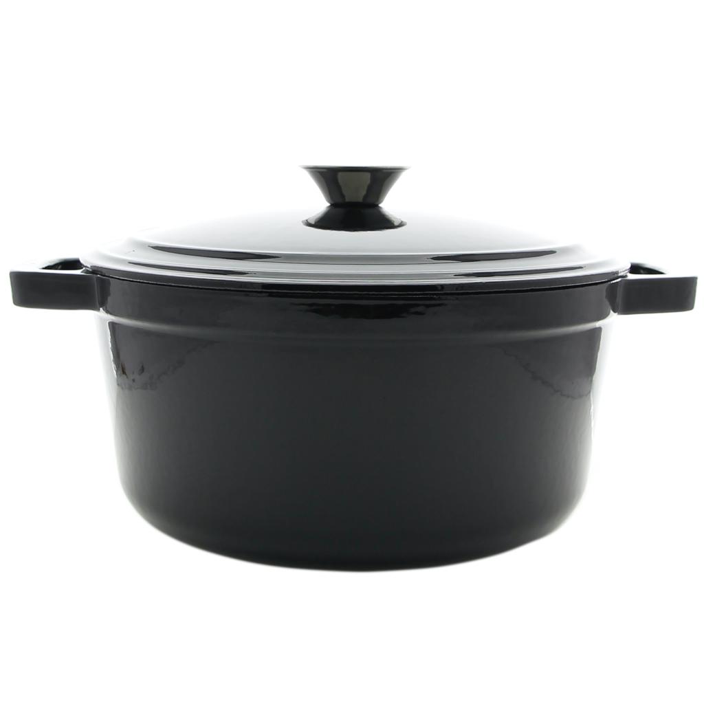 4.5L Enameled Cast Iron Pot With Lid Black Pot Solid Saucepper