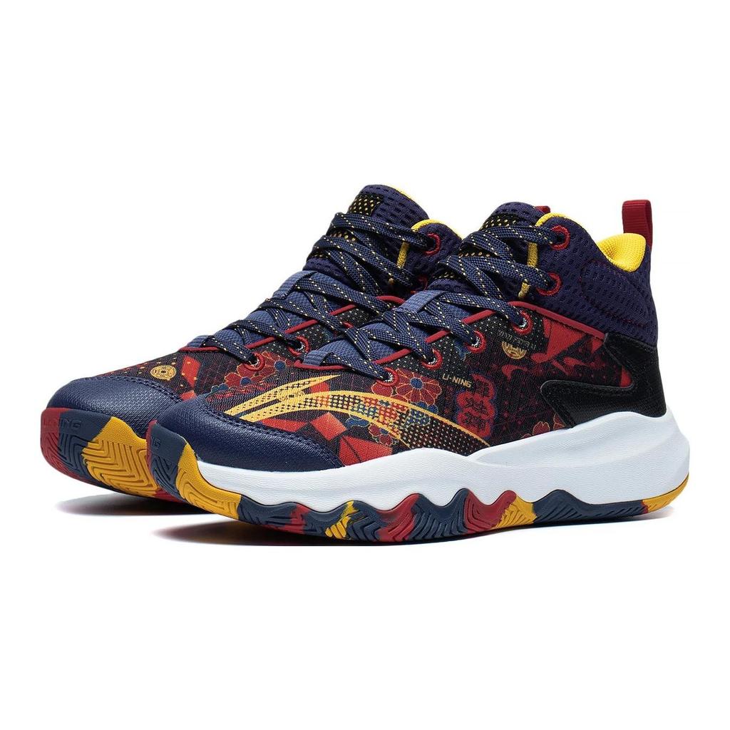Li Ning Primary 3.0 Comfortable Non-Slip Wear-Resistant Mid-Top Basketball Shoes Kids Sneaker Red Blue Yellow YKBT006-7