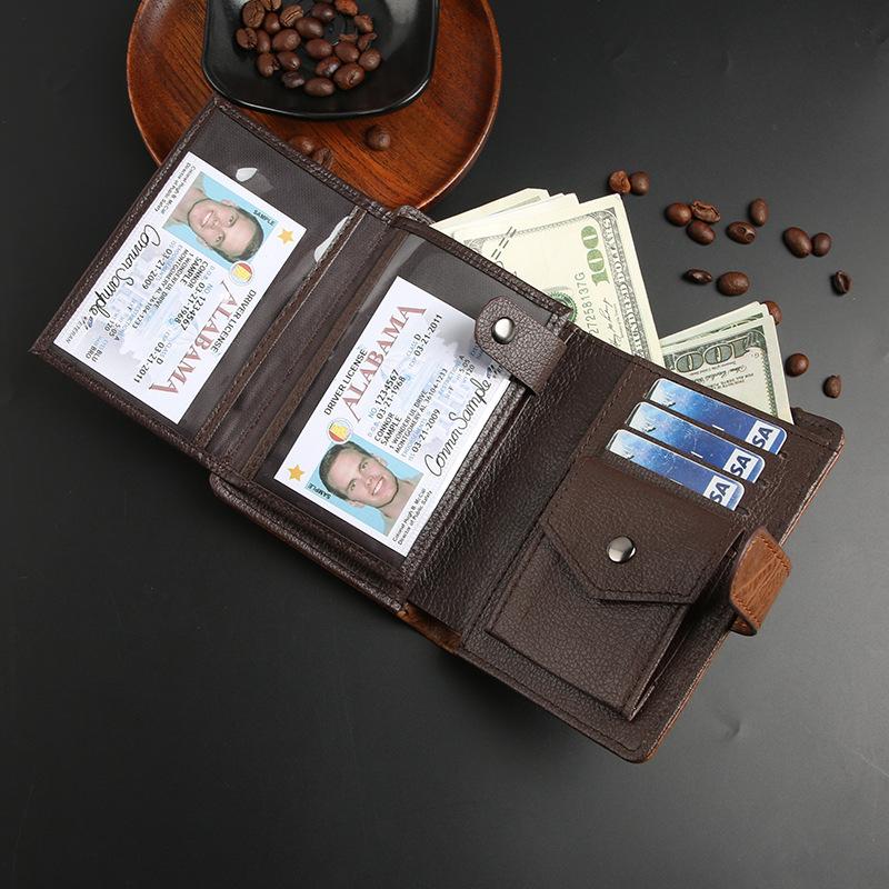 30% Off Men's Short Wallet Business Retro Style Change Clip PU Leather Vertical Leather Bag Ledger