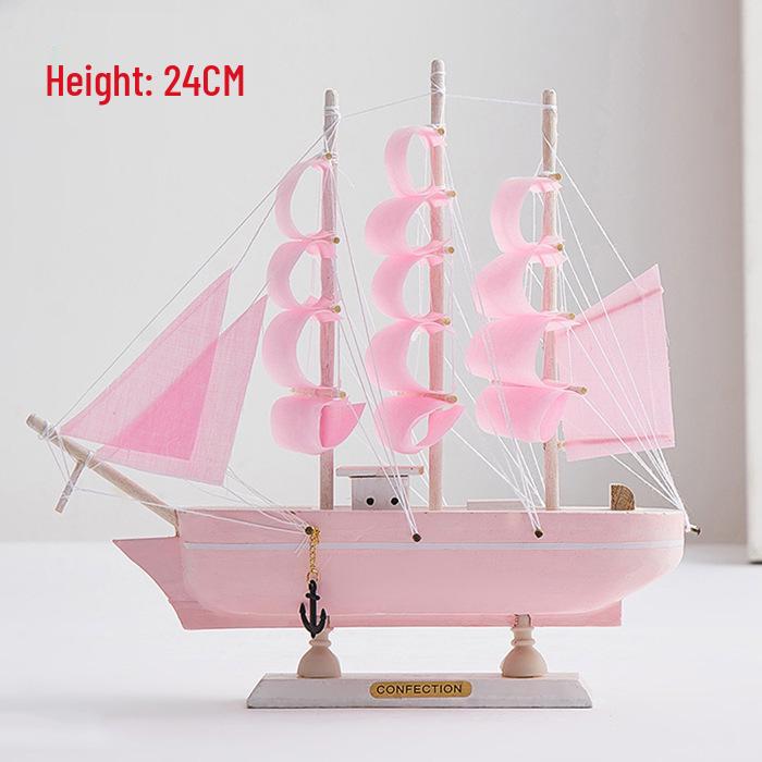 Mediterranean Style Solid Wood Sailboat Ornament for Home Decoration (16cm-50cm)