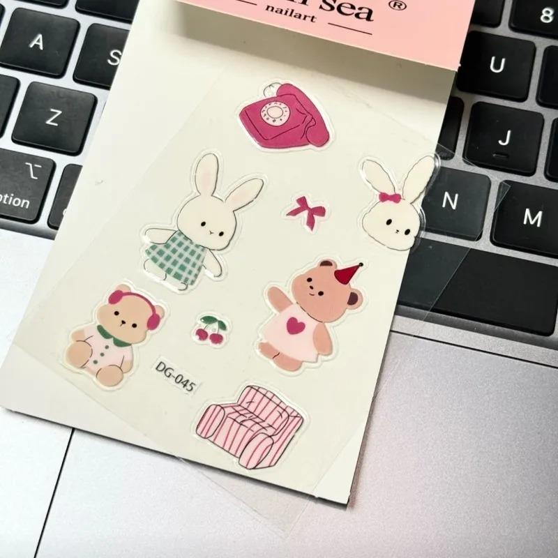 High Aesthetic DIY Adhesive Stickers for Scrapbook Journal Photocard Decor INS Cute Cat & Elephant Jelly Stickers