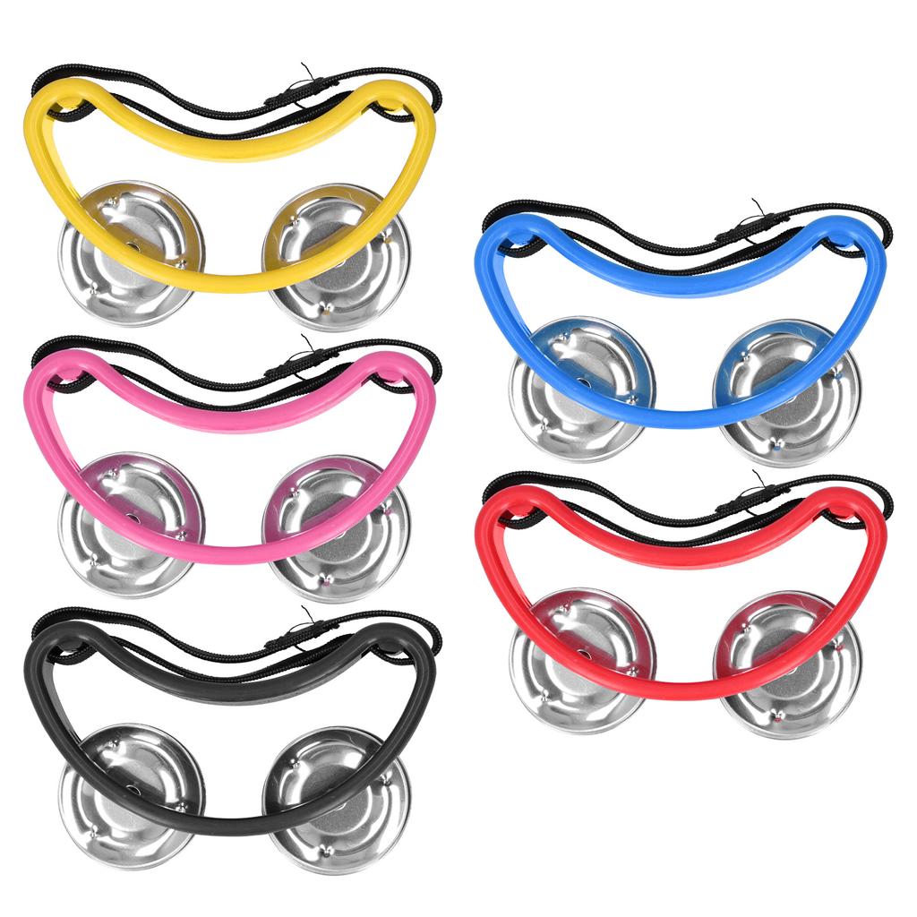 5Pcs Foot Tambourine 2?Row Half Moon Shaped Metal Jingles Percussion Musical Instrument