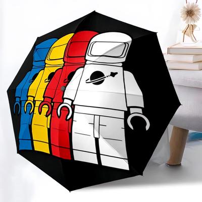 1pc Lego Astronauts Automatic Open/Close Folding Umbrella, Windproof 8 Rib Construction, Lightweight Travel Umbrella for Women/Men,a0903198