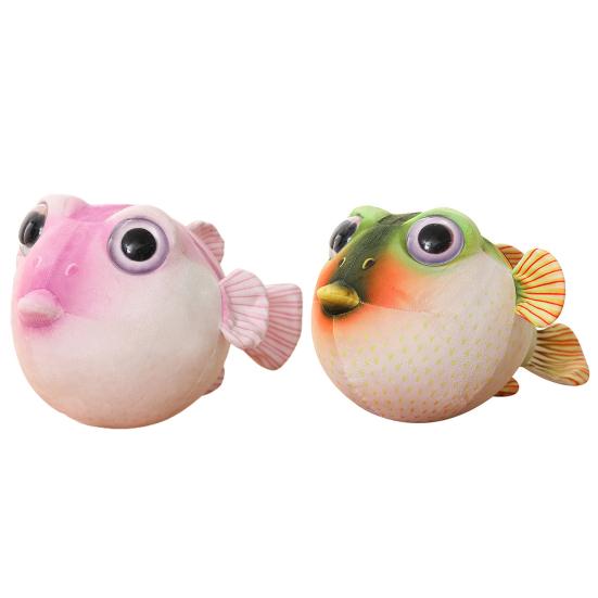 26/33/43cm Pufferfish Plush Toy Ugly And Cute Animal Doll Fluffy Accompany Sleeping Pillow Sofa Ornament Simulation Globefish Stuffed Animal