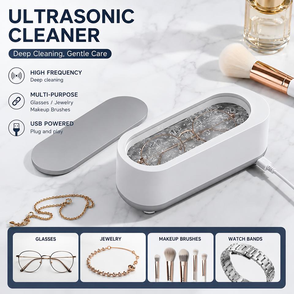Ultrasonic Cleaning Machine Vibration Wash Cleaner Jewelry Glasses Cleaner Watch Cleaning Makeup Brush Cleaning Tool