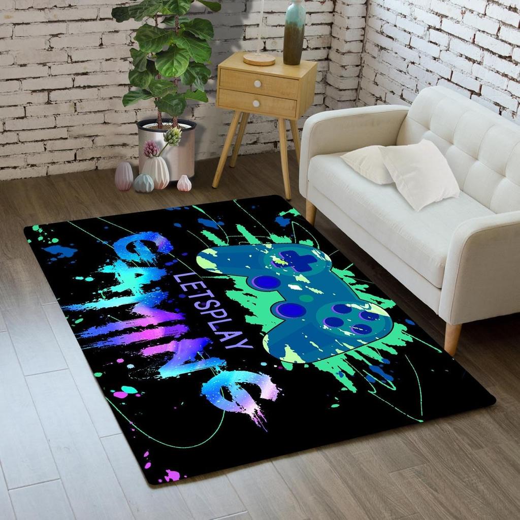 Bunter Gamer-Teppich für Jungenzimmer, Videospiel-Controller-Teppich, Dekorativer Gaming-Teppich für Schlafzimmer, Wohnzimmer und Spielzimmer