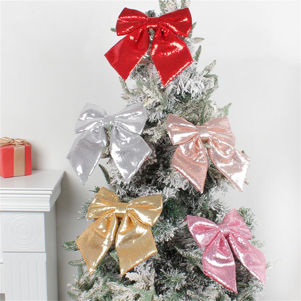 

2024 Christmas Decorations Large Red Glitter Bows Xmas Tree Sparkling Sequins Bowknot Decor Diy Bow Tie Handmade Xmas Ornament