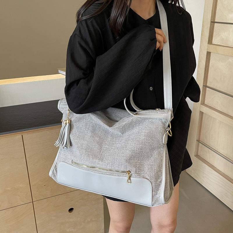 One shoulder crossbody large bag, tote bag, large capacity bag, women's bag, brown and beige handbag bag.